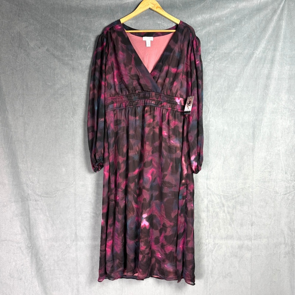 New‎ Sophia Vergara Plus XXL /20 Colorful Empire Waist Midi Chiffon Party Dress
